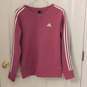 Adidas Dark Pink 3-Stripe Crewneck Sweatshirt